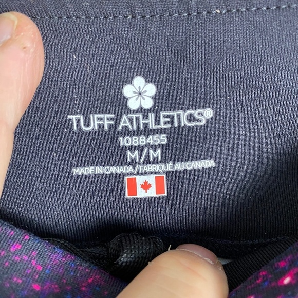 Tuff Athletics Women's Purple / Pink Splatter Pattern Yoga Capri Legging Pants M - Picture 2 of 12